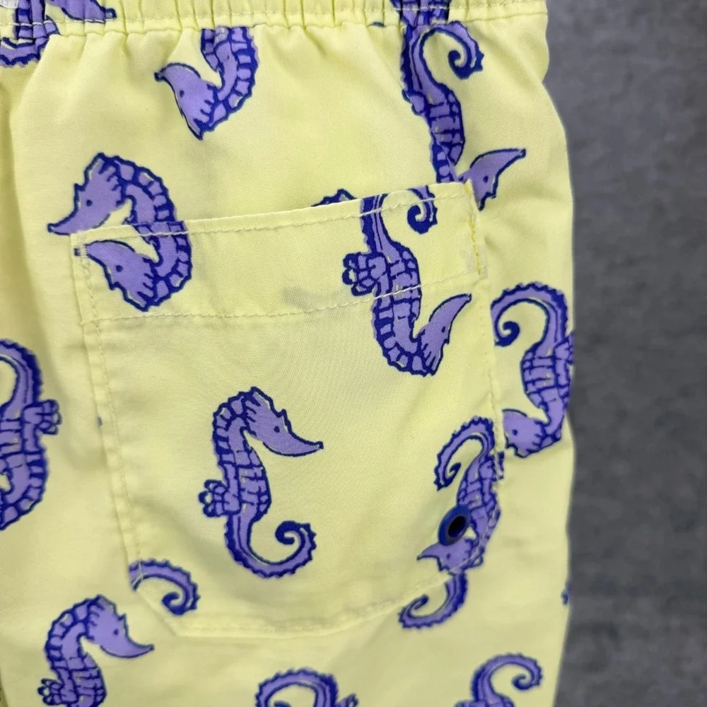 Gap Kids Surf Boys Swim Trunk Size L 10 Yellow Purple Seahorse Print Board Short